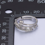 Clear Micro Paved Baguette Adjustable Nail Ring in Silver