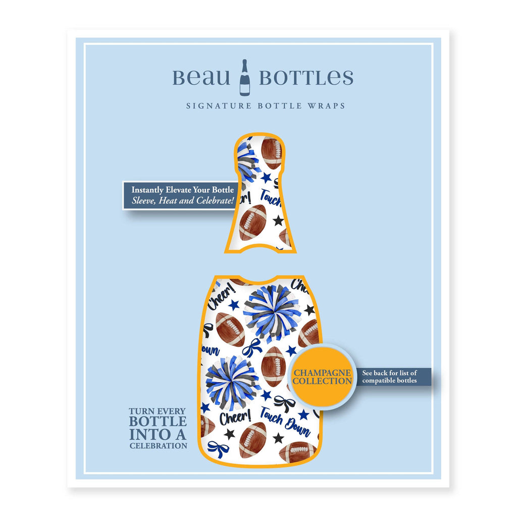 Bottle Wrap Royal Blue and White Game Day - Champagne Collection