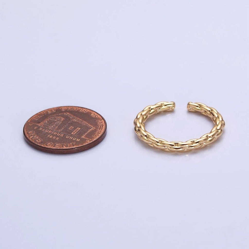 Dainty Gold Rope Ring Open Adjustable Silver