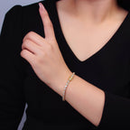 24K Gold Filled Clear Oval CZ Tennis Chain Bracelet in Silver