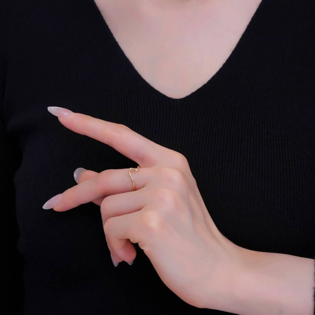 Minimalist Ring Silver Open Ring Wave Curvy Ring