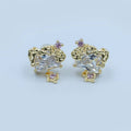 24K Gold Filled Baguette Clear CZ Drop Stud Earrings