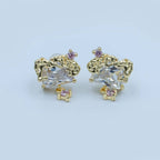 24K Gold Filled Baguette Clear CZ Drop Stud Earrings