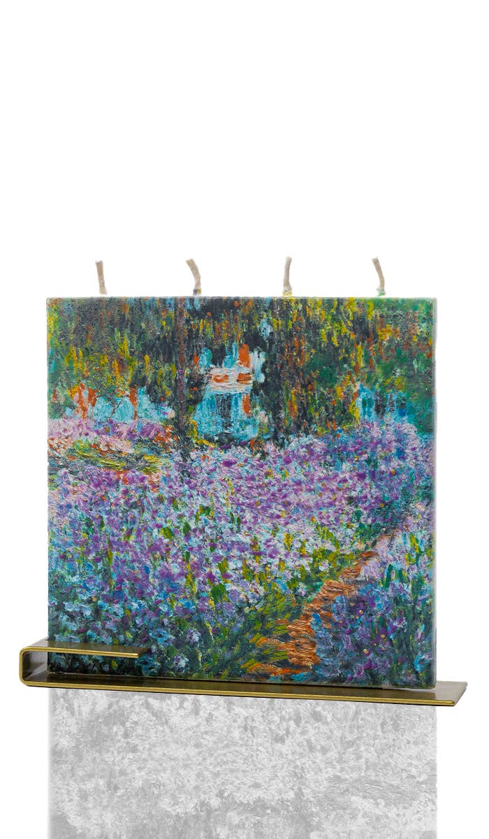 Flat Handmade Candle-Square Claude Monet - Irises In Monet's