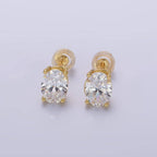 14K Gold Filled 8mm Clear CZ Oval Stud Earrings