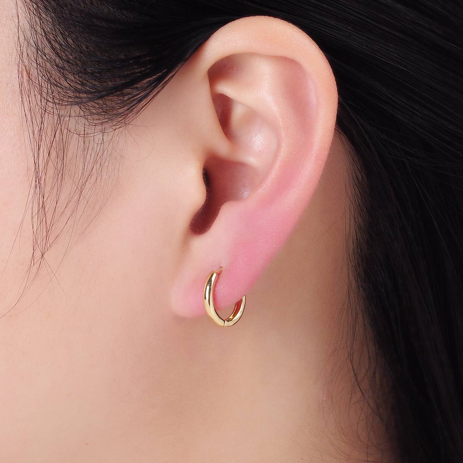 14K Gold Filled 13mm Minimalist Huggie Earrings