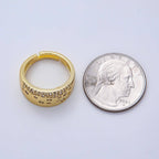 16K Gold Filled Clear CZ Dotted Micro Paved Wide Ring