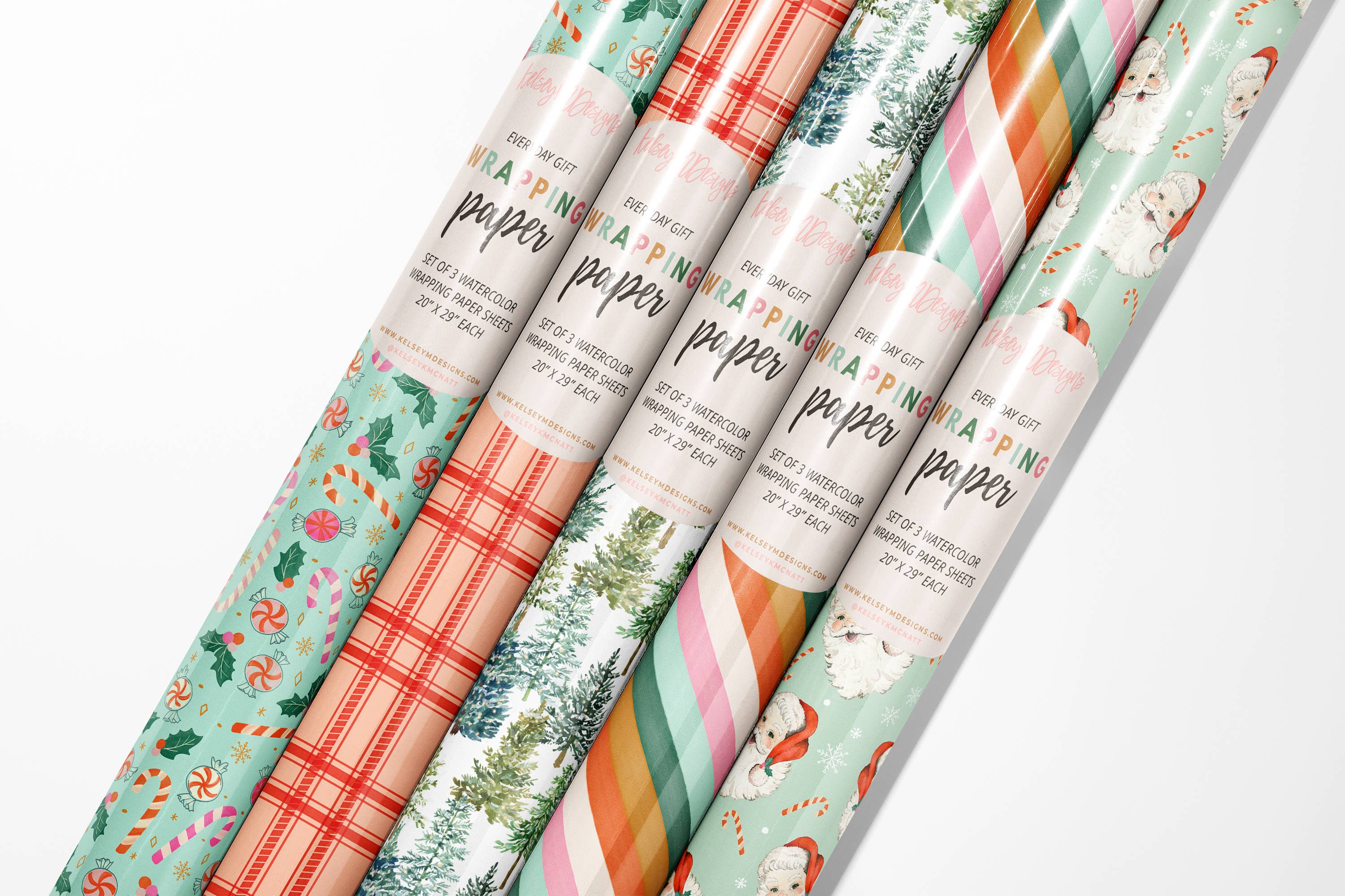 Christmas Candy Canes Wrapping Paper - 3 Sheet Roll