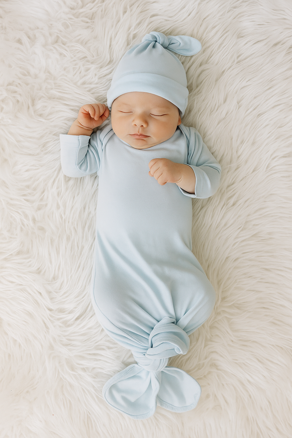 Bamboo Knotted Baby Gown & Beanie Blush