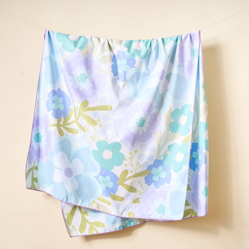 XL Quick-Dry Beach Towel-Beyond Blooms Blue Green
