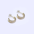 Dainty Gold Hoop Earring Micro Pave Hoop Stud Earring