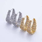 14K Gold Filled 24mm Cluster Micro Paved CZ Hoop Earrings Silver or Gold