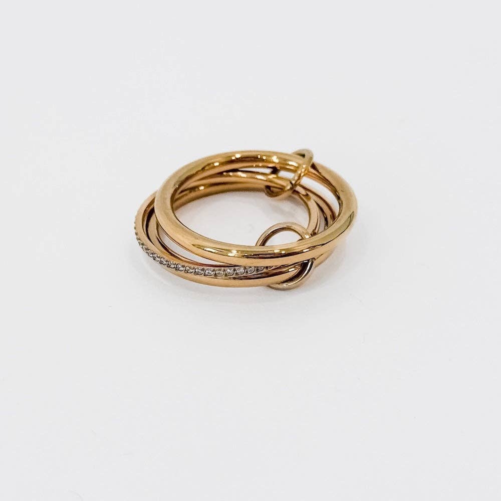 Layered In Diamonds Ring - Gold/Silver / Size 7