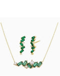 Emerald Green CZ Baguette Earring & Necklace Combo Set